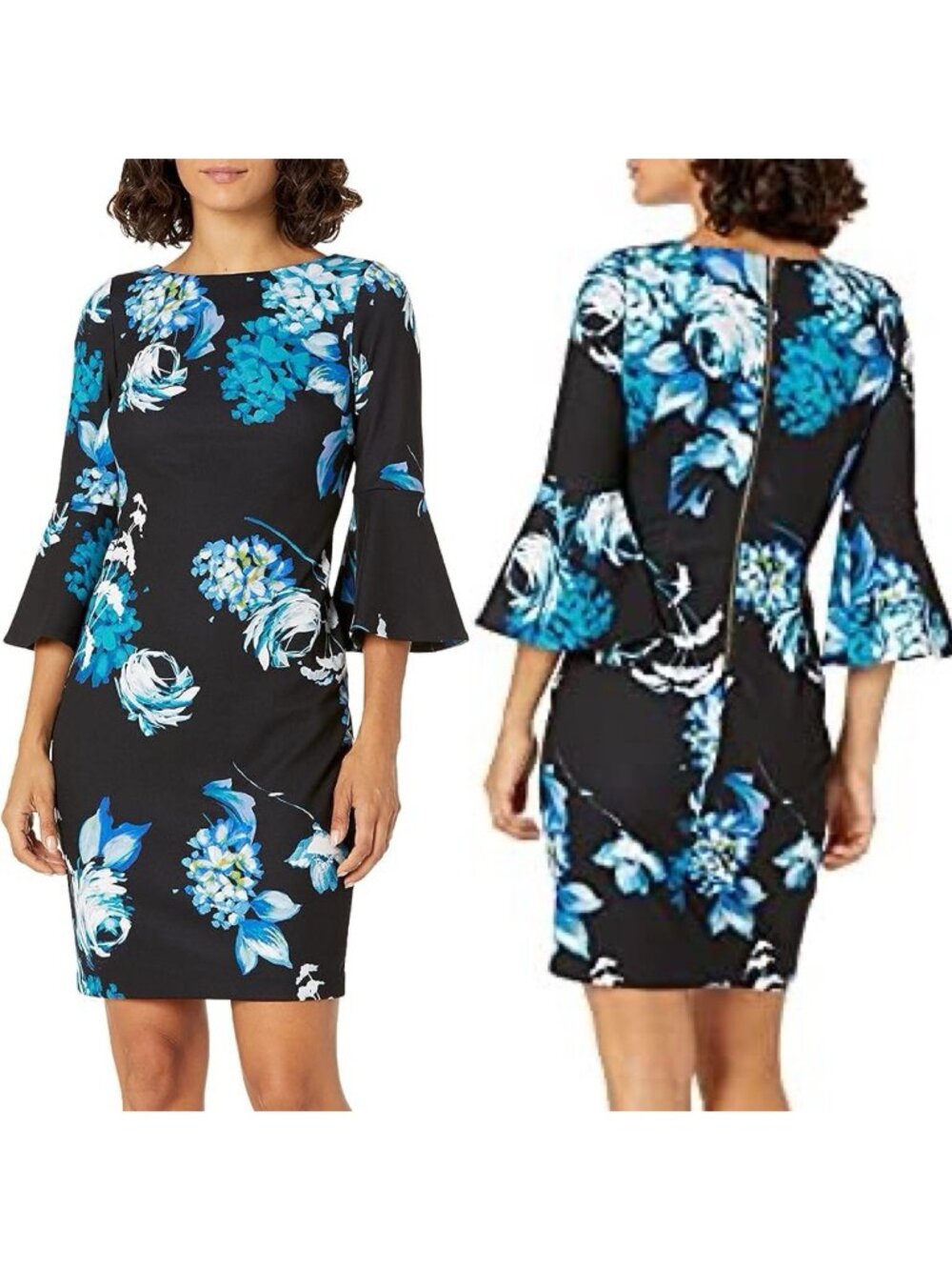 Calvin Klein Bell Sleeve Sheath Dress 14